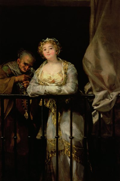 Maja e Celestina su un balcone, 1805-12 da Francisco de Goya